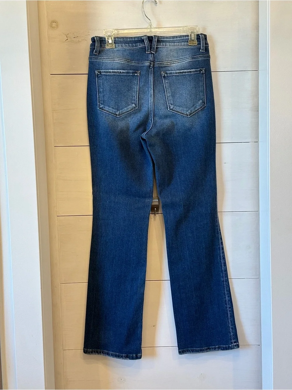 Flying Monkey Dark Blue Flare Jeans with Knee Distress
